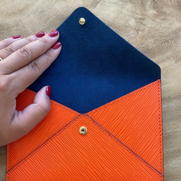 Louis Vuitton Orange Leather Envelope Wallet